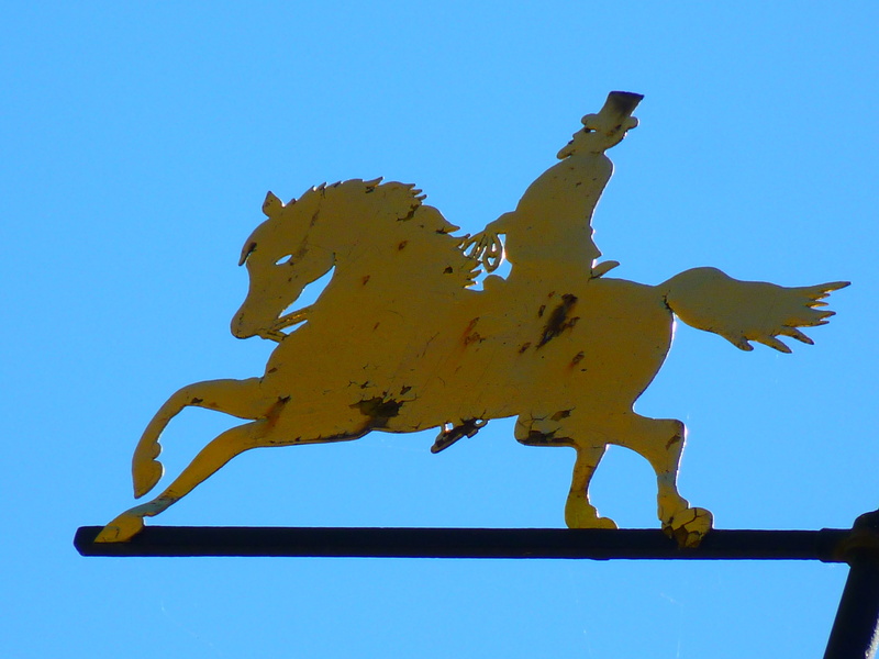 low angle view, clear sky, silhouette, sunlight, day, creativity, craft, outdoors, 4K, horse, sunny, no people, nature, representation, sculpture, weathervane