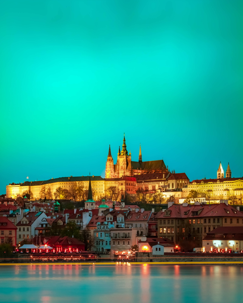 architecture, 4K, longexposure, travel destinations, prague, place of worship, water, history, castle, no people, czech, night, city, reflection, tourism