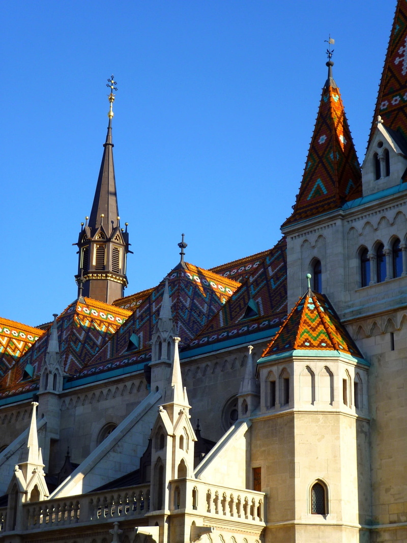 spire, clock tower, architecture, clear sky, buda, no people, tower, spirituality, building exterior, blue, place of worship, travel destinations, Budapest