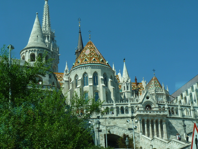landmark, ornate, religion, building, sky, tree, Castle, belief, built structure, place of worship, nature, low angle view, budapest, 4K, clear sky, spirituality