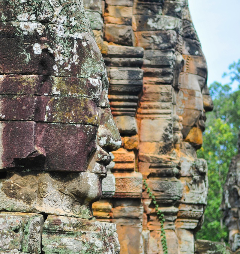 outdoors, weathered, focus on foreground, old ruin, monument, stone wall, civilization, the past, building, stone, tourism, asia, religion, temple, cladding