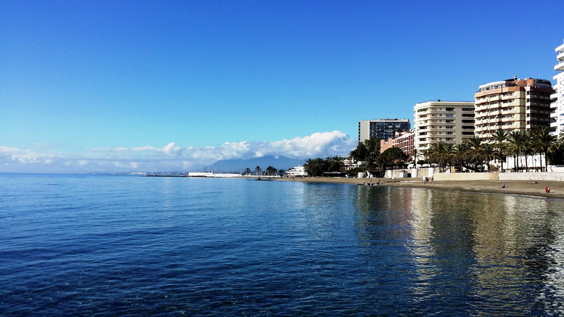 rippled, blue, marbella, cloud - sky, Blue, outdoors, Horizon, architecture, apartment, Sea, Beach, sky, built structure, beauty in nature, copy space