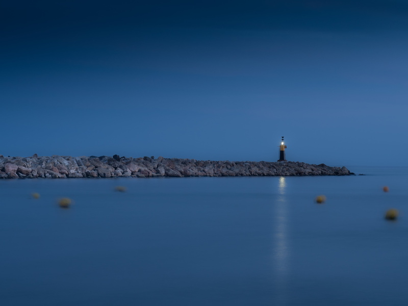 cabopino, built structure, protection, water, 4K, no people, waterfront, malaga, stillness, marbella, rock - Object, nature, horizon, sea, light, blue