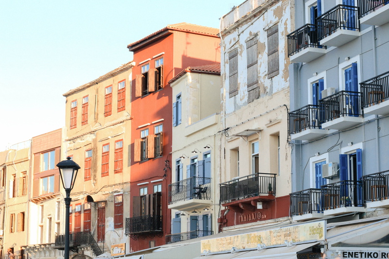 old town, no people, built structure, street, building exterior, low angle view, side by side, outdoors, buildings, city, street light, building, chania