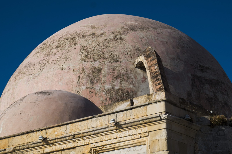sky, sculpture, stone, travel, round, dome, place of worship, venetian house old town chania, outdoors, belief, built structure, greece, building, religion