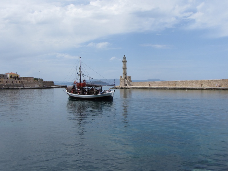 travel, daytime, transportation, beauty in nature, sailboat, built structure, boat, island of crete, white, no people, lighthouse, mode of transportation
