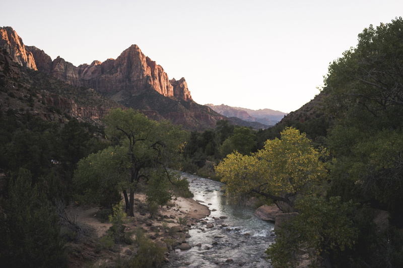 peak, water, tranquil scene, plant, nature, valley, bird, eye, river side, utah, arizona, formation, tranquility, curvy road, outdoors, 5K, river, zion national park
