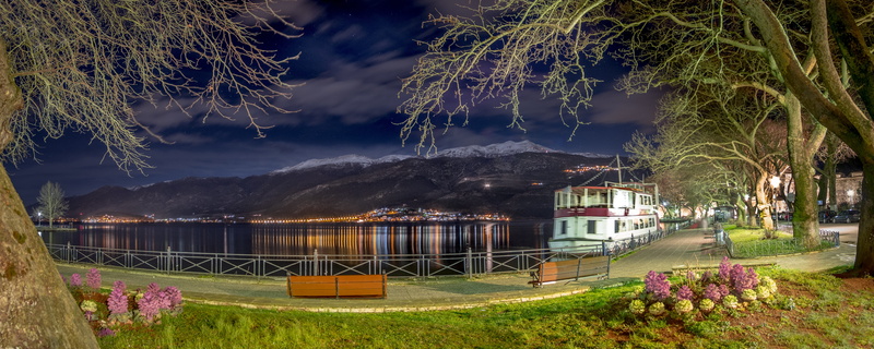 night, flowering plant, no people, cloud - sky, grass, 5K, flower, tree, outdoors, lake, ship, nature, beauty in nature, pier, city, architecture, purple