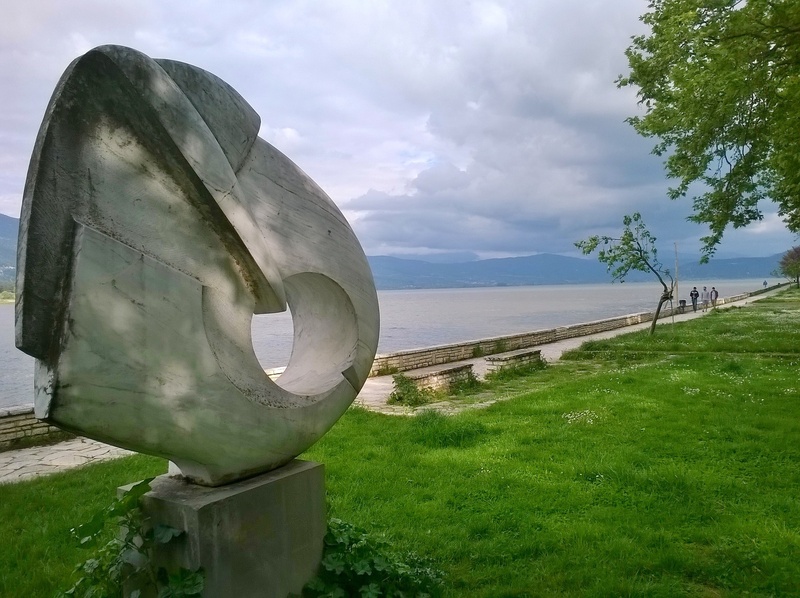 sea, shore, nature, outdoors, lawn, sky, sculpture, no people, beach, greece, green color, scenics - nature, plant, tranquil scene, lake, water, 2K, beauty in nature