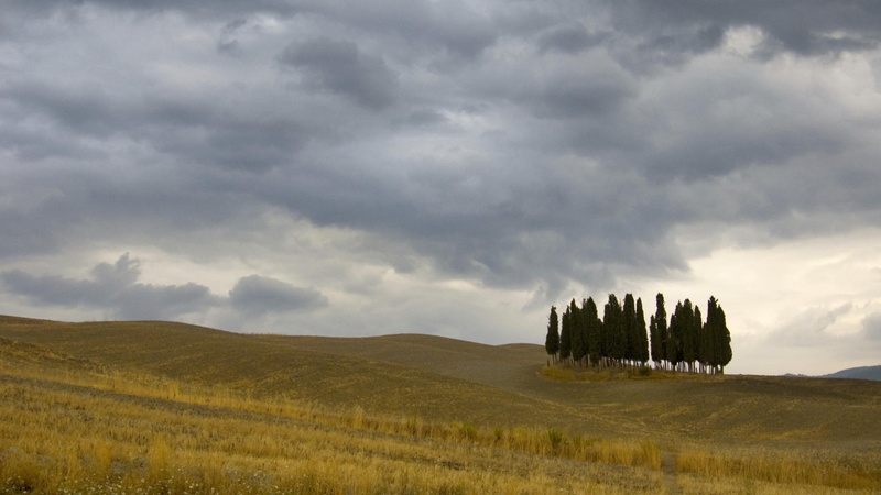 clouds, trees, landscape, nature, sky, Crete, 1080P