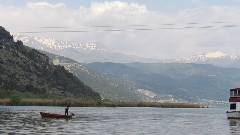 snowcapped mountain, mode of transportation, ioannina, cloud - sky, transportation, scenics - nature, tranquility, people, tranquil scene, greece, electricity