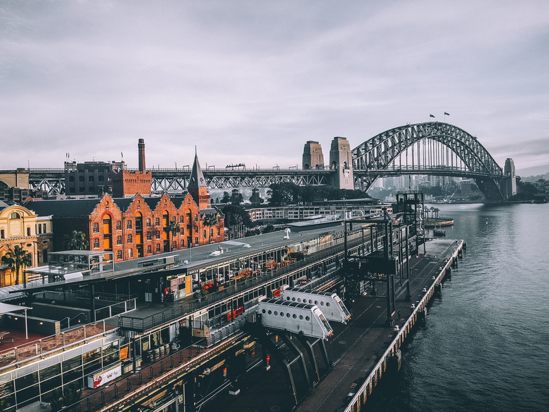 bridge, travel, mode of transportation, built structure, connection, cityscape, ocean, travel destinations, station, aerial, suspension, buildings, cloudy