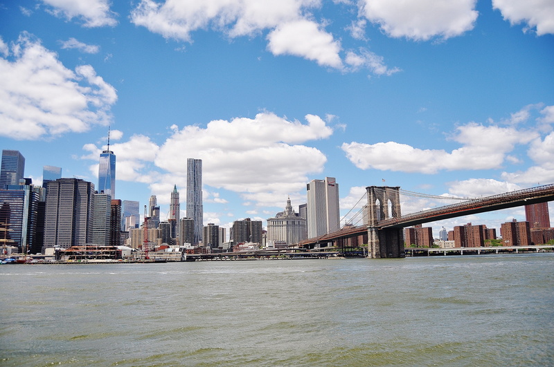 travel destinations, cloud - sky, famous Place, new York State, new york, architecture, brooklyn Bridge, skyscraper, manhattan, high, town, day, river