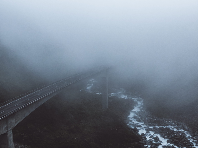 scenics - nature, fog, concrete, outdoors, no people, land, smoke - physical structure, 4K, built structure, water, day, body, sea, cold temperature, power in nature