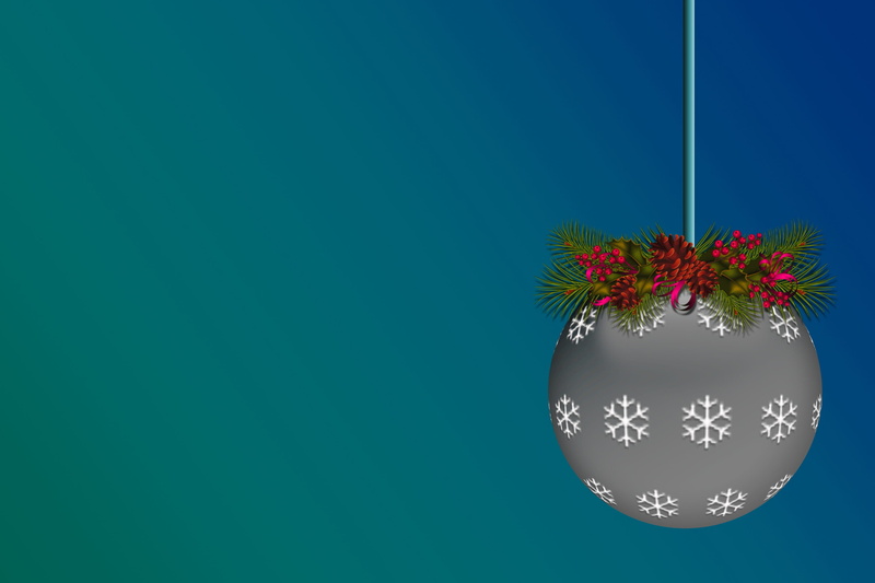 blue, no people, holiday, blue background, hanging, flower head, christmas decoration, christmas, mistletoe, decoration, indoors, copy space, flowering plant