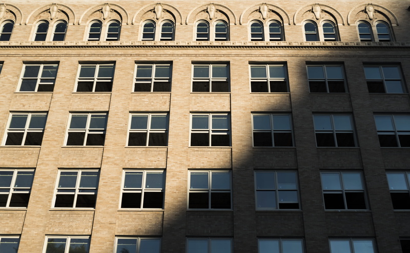 downtown fresno, fresno, backgrounds, architecture, reflection, window, pattern, in a row, residential district, built structure, repetition, united states