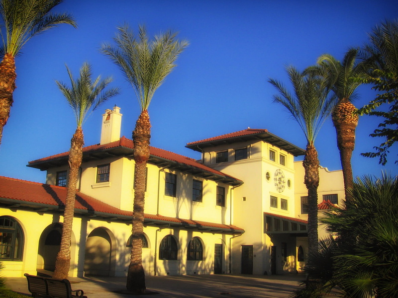 day, sky, house, outdoors, public domain, fresno, transportation, travel Destinations, sunlight, tropical climate, building, station, clear sky, blue, architecture
