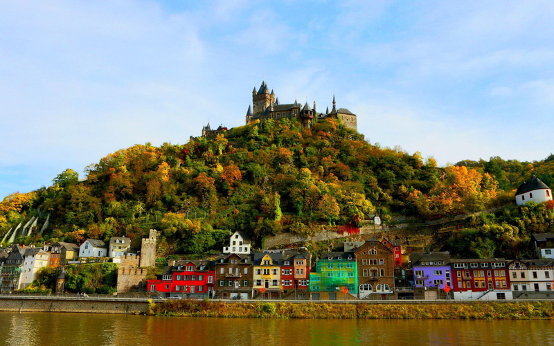 hesse, mountain, concrete, view, rhein, 2K, buildings, 2560x1600, world, europe, lorch am rhein, lorch, germany
