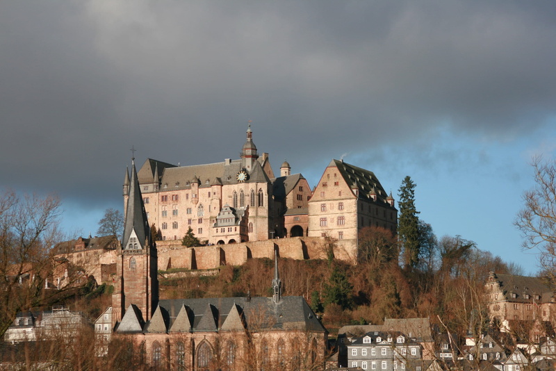 Castle, built structure, religion, the past, 2K, labadze marburg at marburg, cloud - sky, plant, Marburg, travel, lahn mountains, building, tree, nature