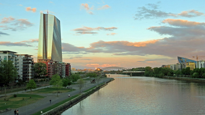 finance, mainhatten, city, main, european central bank, no people, 1080P, main metropolis, sunset, euro, built structure, modern, ecb, smoke stack, frankfurt