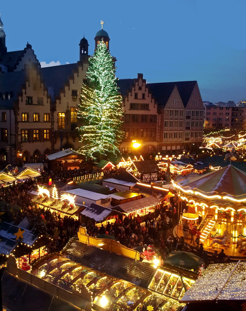 tree, building, light, night, architecture, germany, decoration, frankfurt am main germany, celebration event, christmas, market, illuminated, holiday