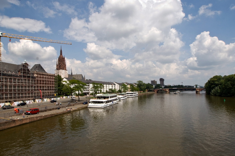 reflection, Frankfurt, city, passenger craft, no people, mode of transportation, nature, building, frankfurt, frankfurt am main germany, day, cityscape