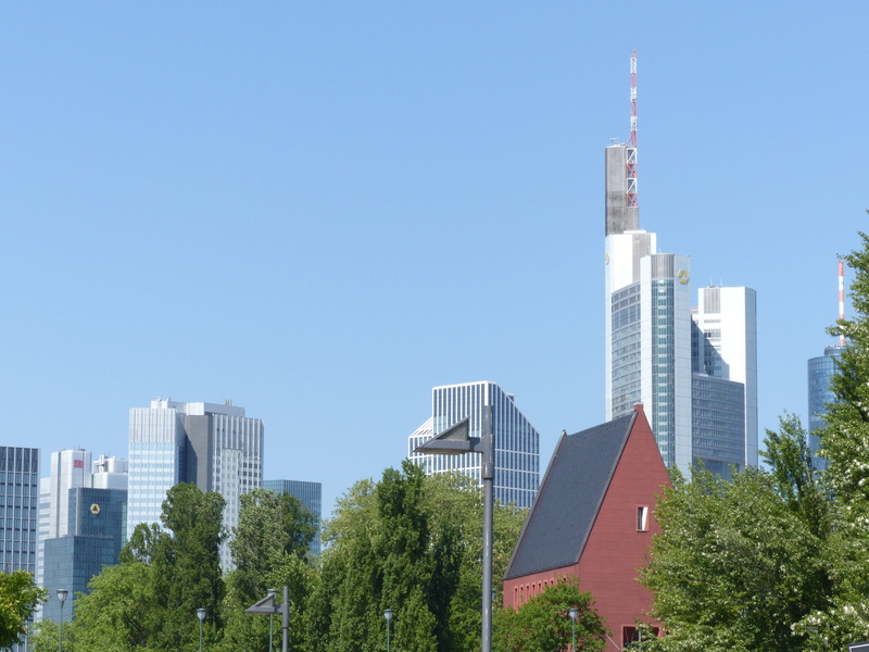germany, travel destinations, outdoors, building exterior, frankfurt, skyscraper, nature, city, plant, financial district, urban skyline, frankfurt am main germany