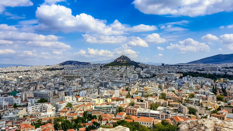 environment, travel destinations, congested, cloud - sky, architecture, the past, 2K, acropolis, built structure, panoramic, residential district, building exterior