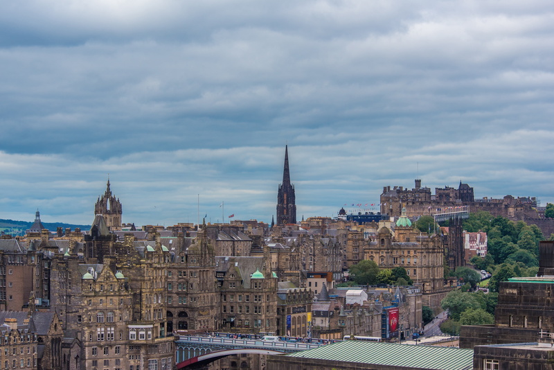 no people, picturesque, religion, hill, the past, edinburgh city view, outdoors, historically, spire, view, road, tourism, capital, residential district