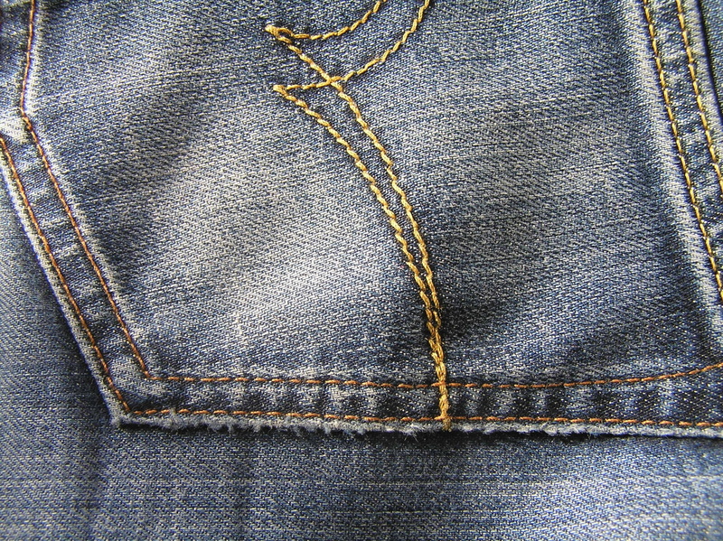 Material, jeans, stitching, brown, Photo, indoors, cloth, textured, Blue Jeans, metal, textile, pattern, still life, sewing, 1080P, casual clothing, garment