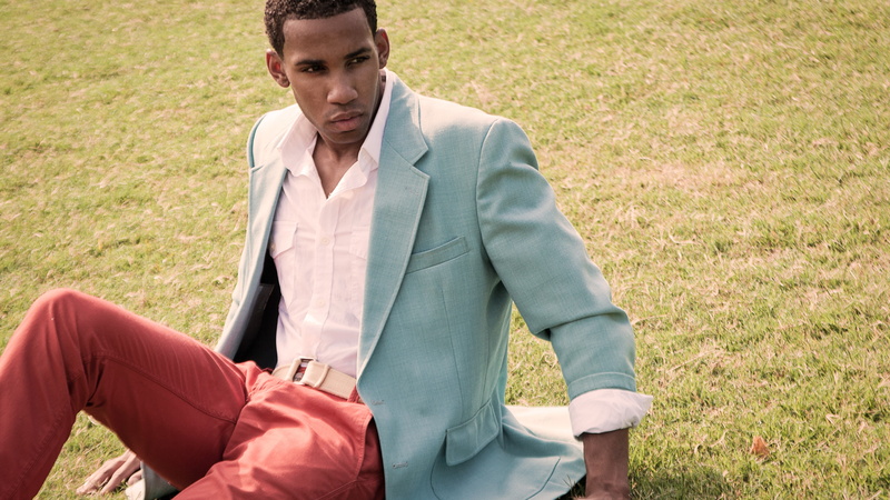 Gary Borden, Top Fashion Male Models, green, dress, man, 4K, pants, sitting, suit, jacket, daytime, red, grass, teal