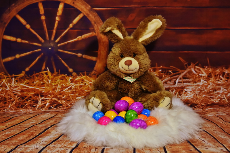 easter bunny, holiday, floor, animal, colored, plush, animal representation, stuffed toy, bunny, christmas, wooden, indoors, 5K, wood - material, colorful