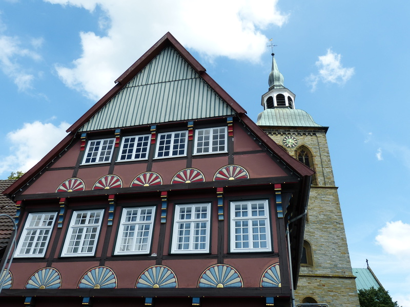 cloud - sky, tower, historically, rheda-wiedenbrück, outdoors, belief, old town, low angle view, day, wiedenbrück, no people, building exterior, historic old town