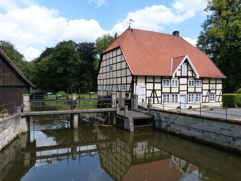 weir, cloud - sky, connection, lake, energy, waterfront, water mill, house, plant, mill wheel, building exterior, waterwheel, day, built structure, tree