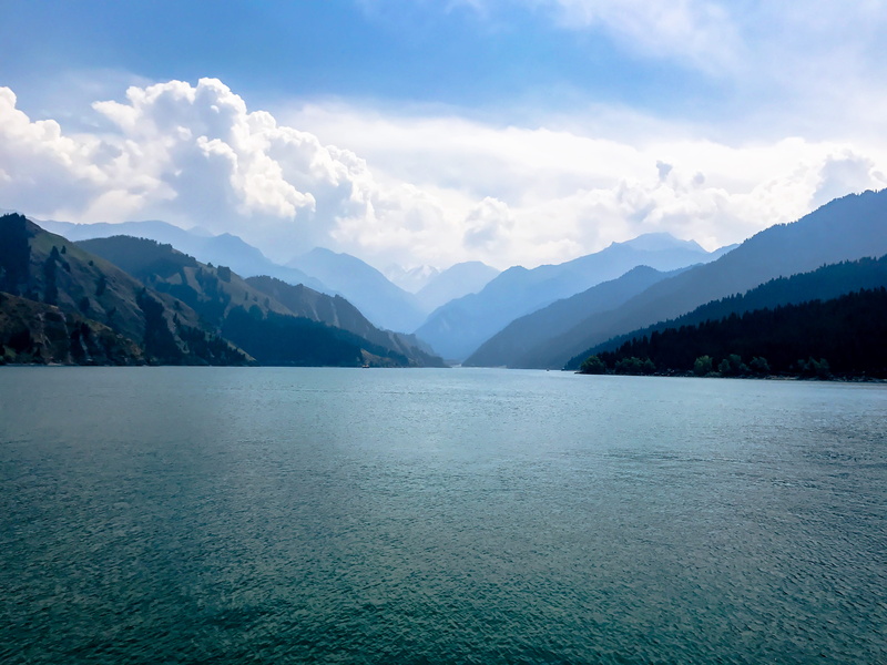 nature, china, sky, non-urban scene, outdoors, tranquility, day, scenics - nature, blue, lake, changji, waterfront, idyllic, remote, no people, tranquil scene