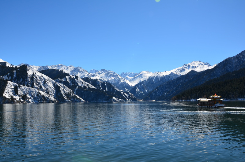water, tianshan, tranquil scene, 4K, tranquility, mountain, lake, snowcapped mountain, nature, in xinjiang, beauty in nature, blue, winter, cold temperature