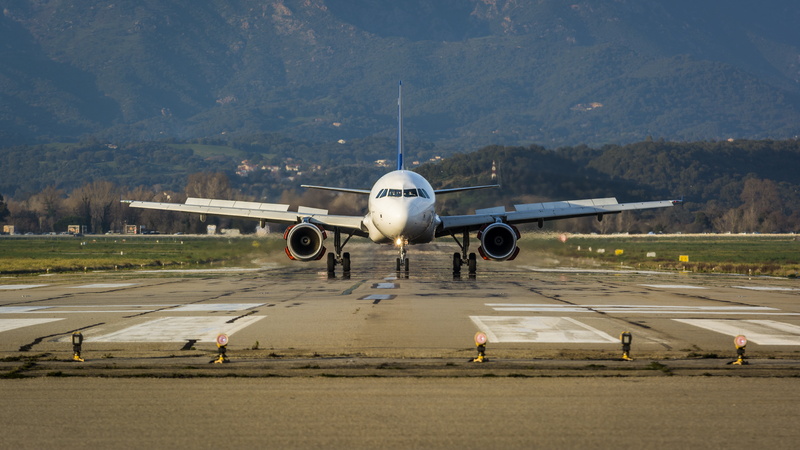 aircraft wing, day, taking off, transportation, mountain, outdoors, airport runway, 5K, no people, land vehicle, plane, motion, travel, flying, aerospace industry