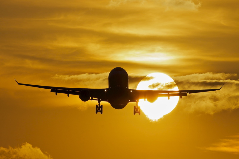 The plane, Sunset, Passenger, The sun, 1080P, A330, Airbus