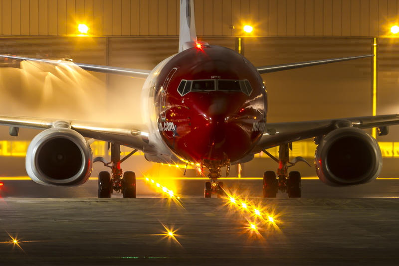 airport, the plane, lights, night, Airbus, 2K