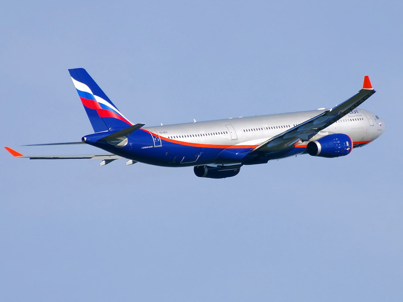 the plane, the rise, aircraft, blue, Aeroflot, gray, 720P