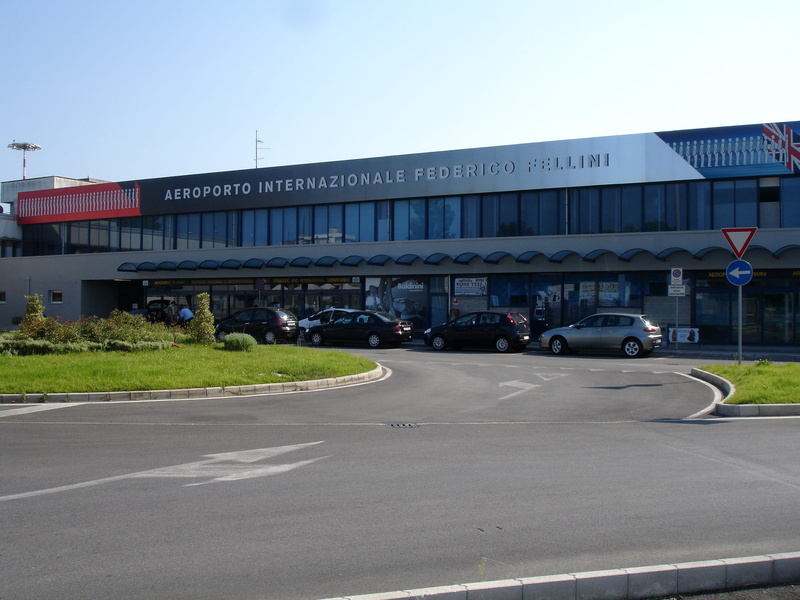 architecture, 2K, sign, nature, building Exterior, sky, public domain, no people, street, Federico Fellini International Airport, building, motor vehicle