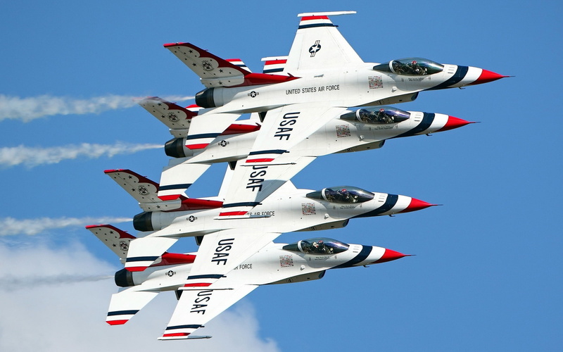 Flight, Fighter, Four, fighters, 1080P, lined