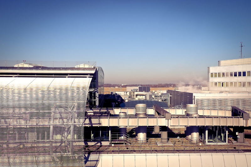 modern, design, facade, 4K, high angle view, urban, no people, copy space, blue, cityscape, building, outdoors, photo, brace, day, abstract, industrial