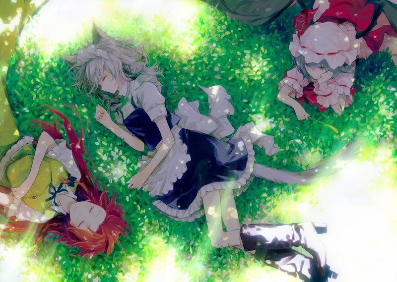 high angle view, decoration, multi colored, holiday, representation, creativity, human representation, sleeping, christmas, toy, plant, Remilia Scarlet