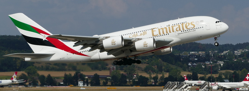 emirates, on the move, airplane, air vehicle, nature, airport runway, mode of transportation, landing - touching down, balls, fighter plane, zurich, a380