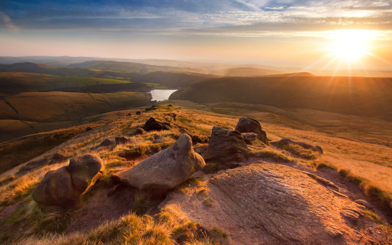 Manchester, Mountains, Sunset, Landscape, Beautiful, 2K, England