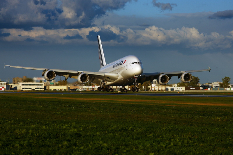 plane, Air France, land, Airbus, runway, day, commercial Airplane, outdoors, mode of transportation, flying, cloud - sky, The plane, taking Off, sky, field