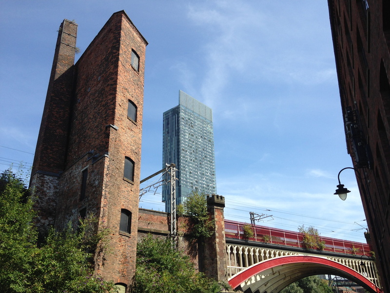 tall - high, hilton, old, new, modern, cloud - sky, no people, tree, tower, plant, manchester, building exterior, sky, 2K, low angle view, office building exterior