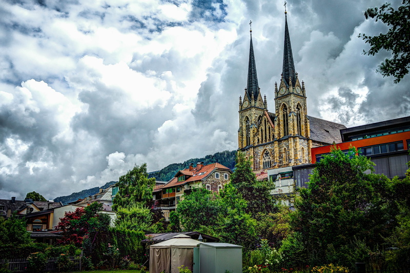 travel destinations, st johann, building, belief, salzburg, outdoors, place of worship, spire, landmark, alps, landscape, building exterior, gothic style