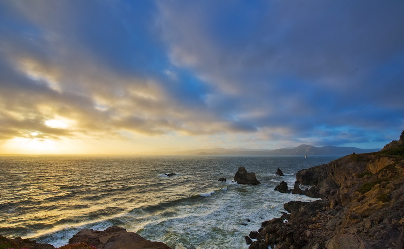 outdoors, tranquil scene, scenics - nature, san francisco, rock, Sutro Baths, beach, tranquility, 4K, white, rocky coastline, California, sea, motion